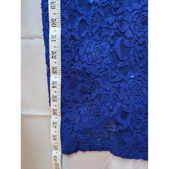 La Scala Dress Womens Small Blue Sequin Lace Gown Sleeveless V Neck Maxi Formal - Picture 8 of 8